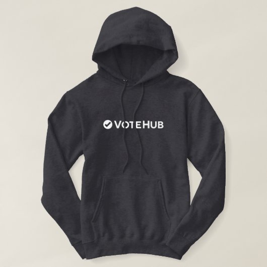 VoteHubフード付きスウェットシャツ（完全なロゴ） パーカ (デザイン正面)