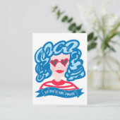 Voting is Girl Power Blue Hair Lady ポストカード (スタンド正面)