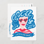 Voting is Girl Power Blue Hair Lady ポストカード (正面/裏面)