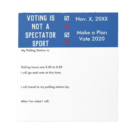 Voting is Not a Spectator Sport Ballot Reminder ノートパッド (正面)