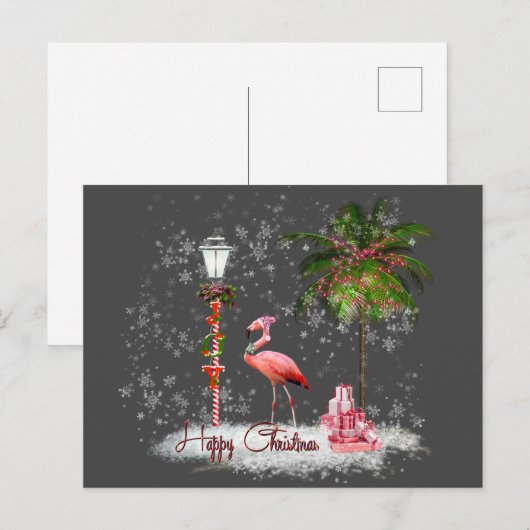 Votos de Natal de Flamingo ポストカード (正面/裏面)