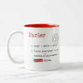 Vousのparlezのwoufのwoufか。 ツートーンマグカップ (左)