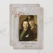 Vow更新写真フレームとローズブーケ 招待状 (正面/裏面)