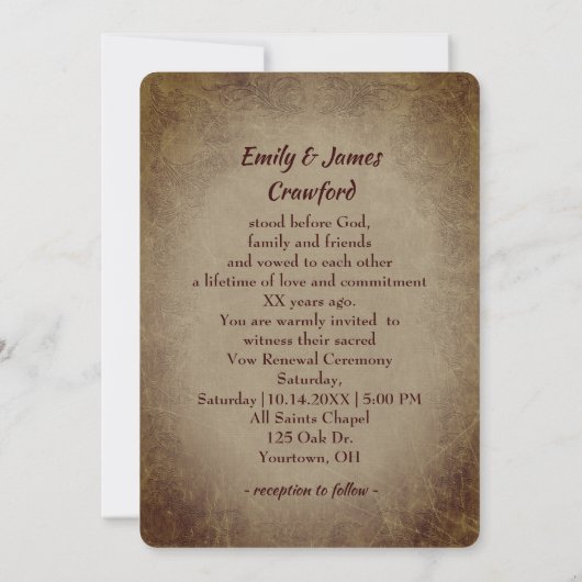 Vow Renewal Vintage Wedding Certificate 招待状 (裏面)