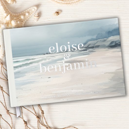 Vows Coastalエレガントのモノグラ結婚ム ゲストブック