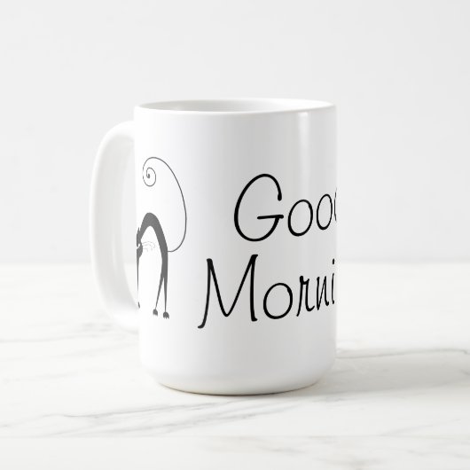 Voxkittyの黒猫-おはよう コーヒーマグカップ (正面左)