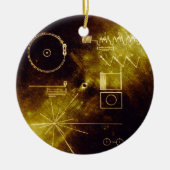 Voyager 1 + 2 Sounds of Earth Record金ゴールドカバー セラミックオーナメント (正面)