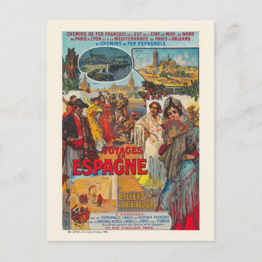 Voyages en Espagne Vintage Poster 1920s ポストカード (正面)