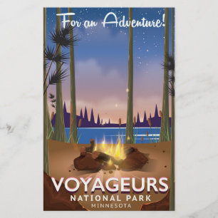 Voyageurs国立公園 ミネソタ州 トラベルポスター 便箋