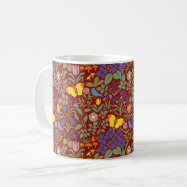 Voyseyのワイルドフラワー 赤いコーヒーマグ コーヒーマグカップ