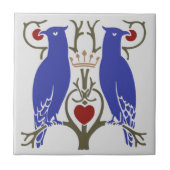 Voysey Love Birds Ceramic TIle (Bright) タイル (正面)