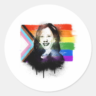 VPカマラハリスLGBTQプログレスプライドGraffiti ラウンドシール