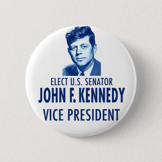 VP 1956 JFK John F Kennedyの上院議員のキャンペーンボタン 缶バッジ (正面)