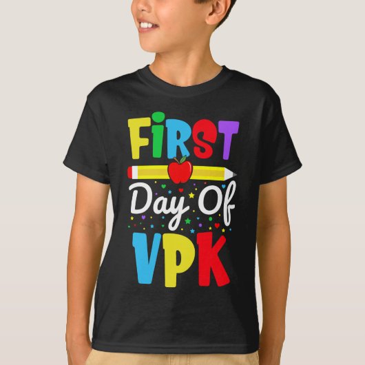 VPK初日 レインボー色 幼稚園児 Tシャツ (正面)