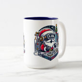 VRおもしろいゴーグルLOL付き未来的サンタ ツートーンマグカップ (正面右)