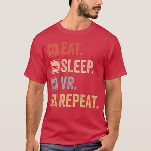 VRを楽しむ 古着風ゲーマー ゲーミング バーチャルR Tシャツ (正面)
