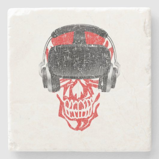 Vrゲーマーヘッドセットビデオゲームスカル – 仮想現実 ストーンコースター (正面)