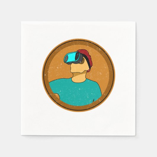 VRゲーマーレトロヴィンテージバーチャルリアリティゲームギフト スタンダードカクテルナプキン (正面)