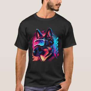 VRゲーマー ドイツ牧羊犬 VRヘッドセット バーチャルリアリティ Tシャツ
