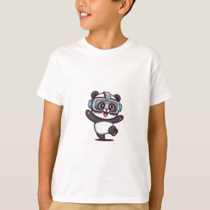 VRゲームパンダ バーチャルリアリティ キッズ Tシャツ