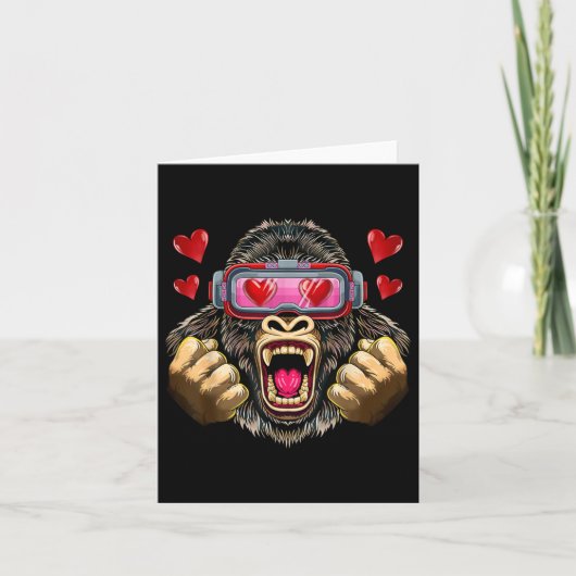 VrハートとゴリラGles Valentines Day Gorilla カード (正面)