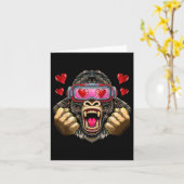 VrハートとゴリラGles Valentines Day Gorilla カード (黄色い花)