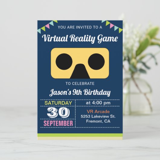 VRバーチャルリアリティ子供の誕生日パーティの招待状 招待状 (スタンド正面)