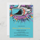 VRヘッドセッカラフルトゲーマー誕生日パーティー 招待状 (正面)