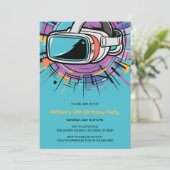 VRヘッドセッカラフルトゲーマー誕生日パーティー 招待状 (スタンド正面)