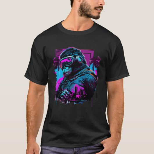 VRヘッドセットのVRゲーマーGorilla仮想現実ゲーム Tシャツ (正面)