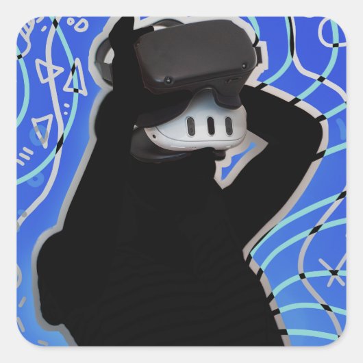 VRヘッドセットゲーム時間ダイナミック背景 スクエアシール (正面)