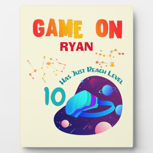 VR誕生日ボーイゲーマーパーティー群一致  フォトプラーク (正面)