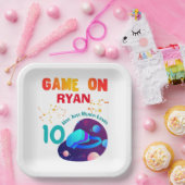 VR誕生日ボーイゲーマーパーティー群一致  ペーパープレート (パーティー)