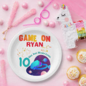 VR誕生日ボーイゲーマーパーティー群一致 ペーパープレート (パーティー)