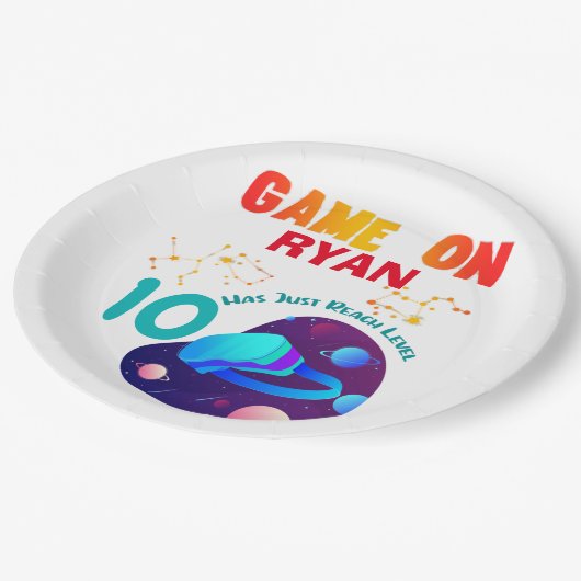 VR誕生日ボーイゲーマーパーティー群一致  ペーパープレート (アングル)