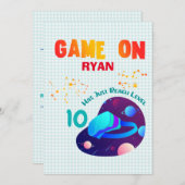 VR誕生日ボーイゲーマーパーティー群一致  招待状 (正面/裏面)