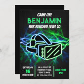 VR誕生日招待状テンプレート、仮想現実 招待状 (正面/裏面)