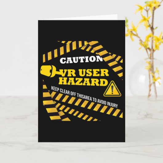 Vr Console Virtual Reality Caution Hazard Pc Nerd  カード (黄色い花)