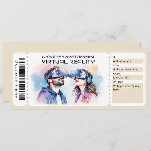 VR Experience Ticket Gift Certificate 招待状 (正面/裏面)