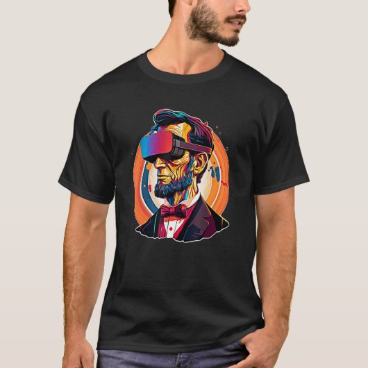VR Headset Abraham Lincoln Video Game Virtual Real Tシャツ (正面)