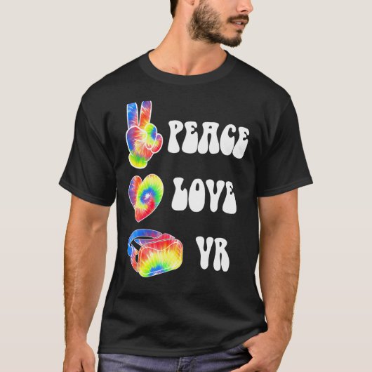 Vr Virtual Reality Gaming Gamer Pc Peace Love Vr R Tシャツ (正面)