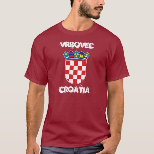 Vrbovec、腕のコートを持つクロアチア Tシャツ (正面)
