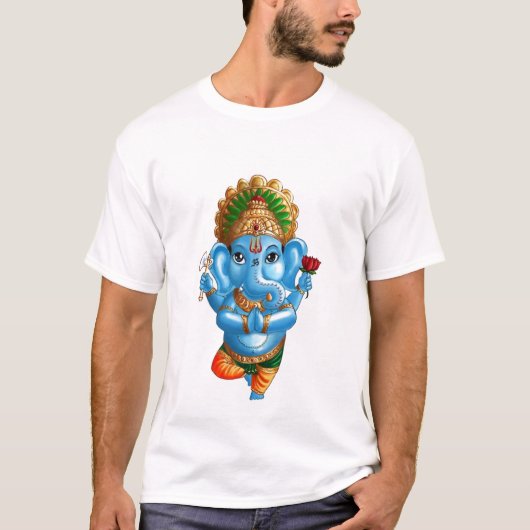 Vrksasana (木)のヨガの姿勢の子供Ganesha Tシャツ (正面)