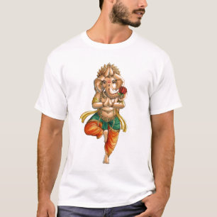 Vrksasana (木)のヨガの姿勢のGanesha Tシャツ