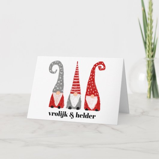 Vrolijk & Helder 3人の小人のクリスマス シーズンカード (正面)