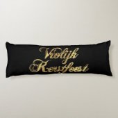 Vrolijk Kerstfeestオランダクリスマスブラック&金ゴールド ボディピロー (裏面)