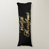 Vrolijk Kerstfeestオランダクリスマスブラック&金ゴールド ボディピロー (正面縦)