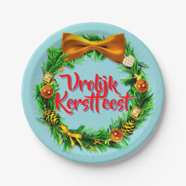 Vrolijk Kerstfeestオランダメリークリスマス7" ペーパープレート