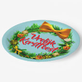 Vrolijk Kerstfeestオランダメリークリスマス9" ペーパープレート (アングル)