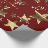 Vrolijk Kerstfeest赤金ゴールドスエレガントクリプトオランダ ラッピングペーパー (角)